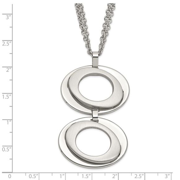 Brushed and Polished Adjustable Steel Necklace 16.5 to 17.5 Inch - Picture 4 of 6